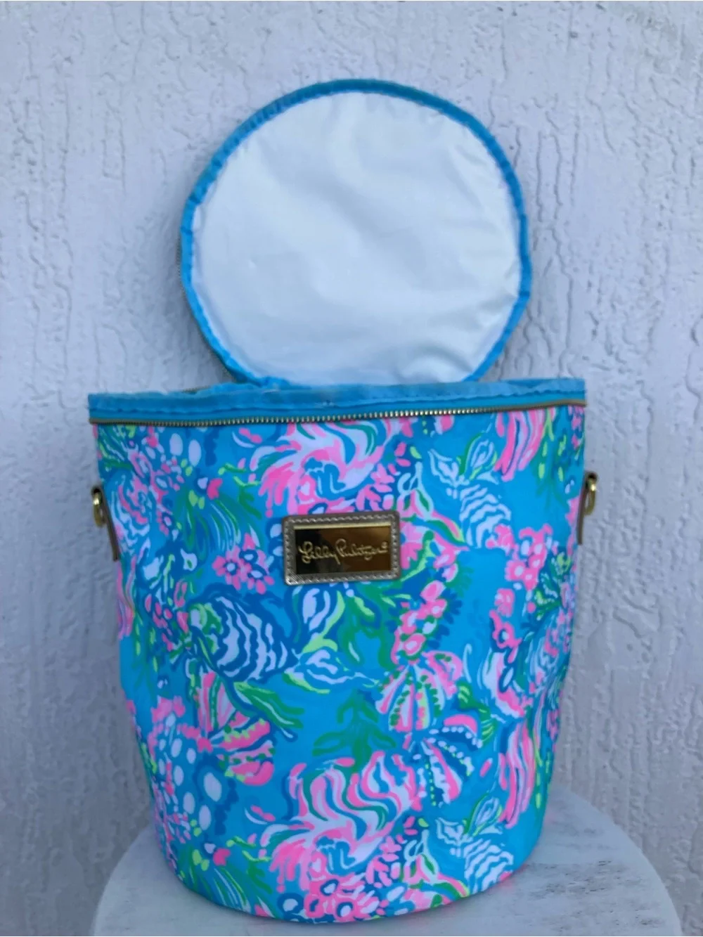 Lilly Pulitzer Insulated Beach Cooler Bag Best Fishes Blue Pink NO LONG STRAP